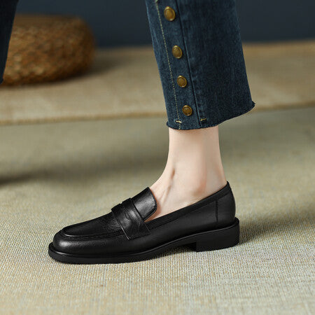 British-style Vintage Women's Heeled Leather Shoes