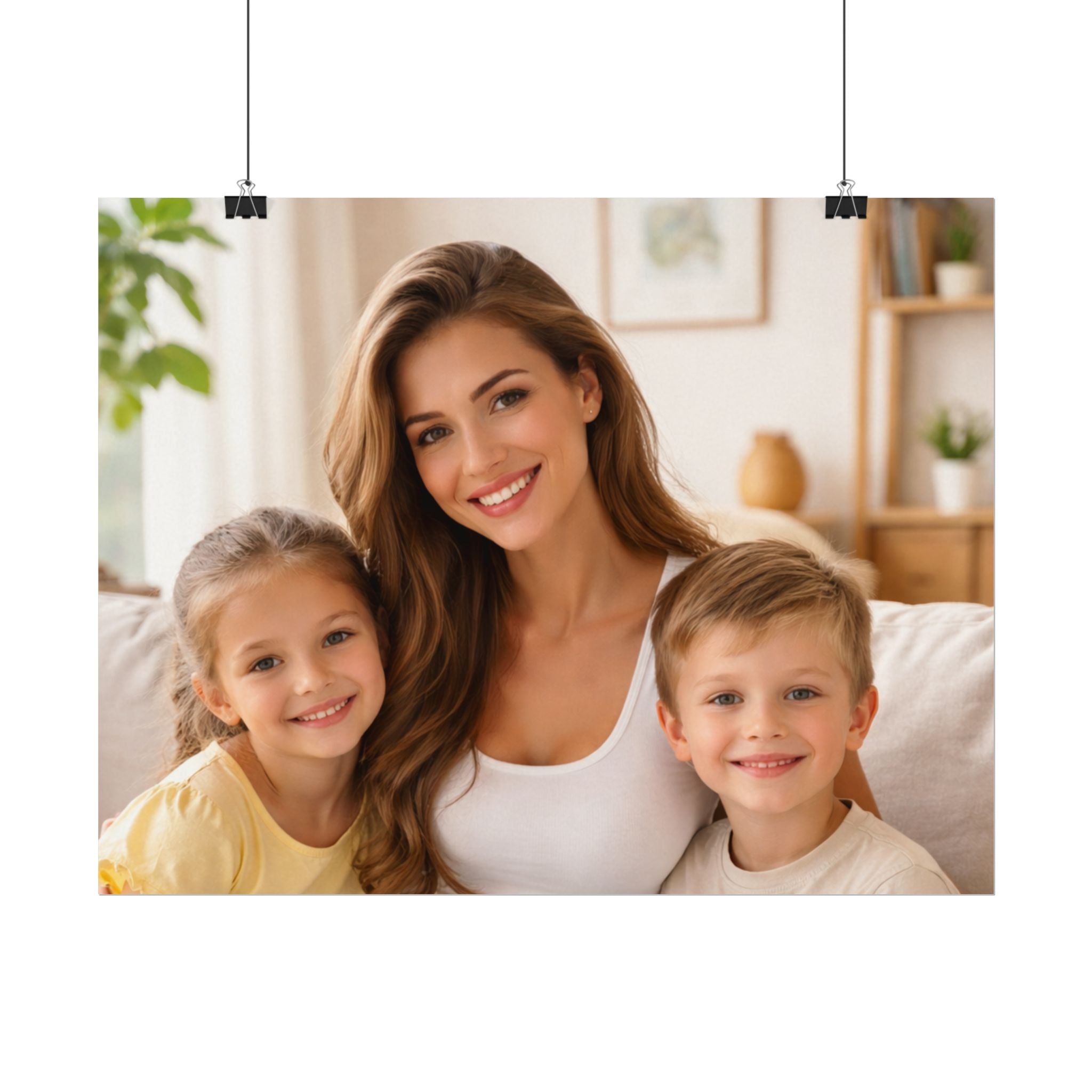 Matte Watercolor Photo Poster — Textured Family Portrait Art Print