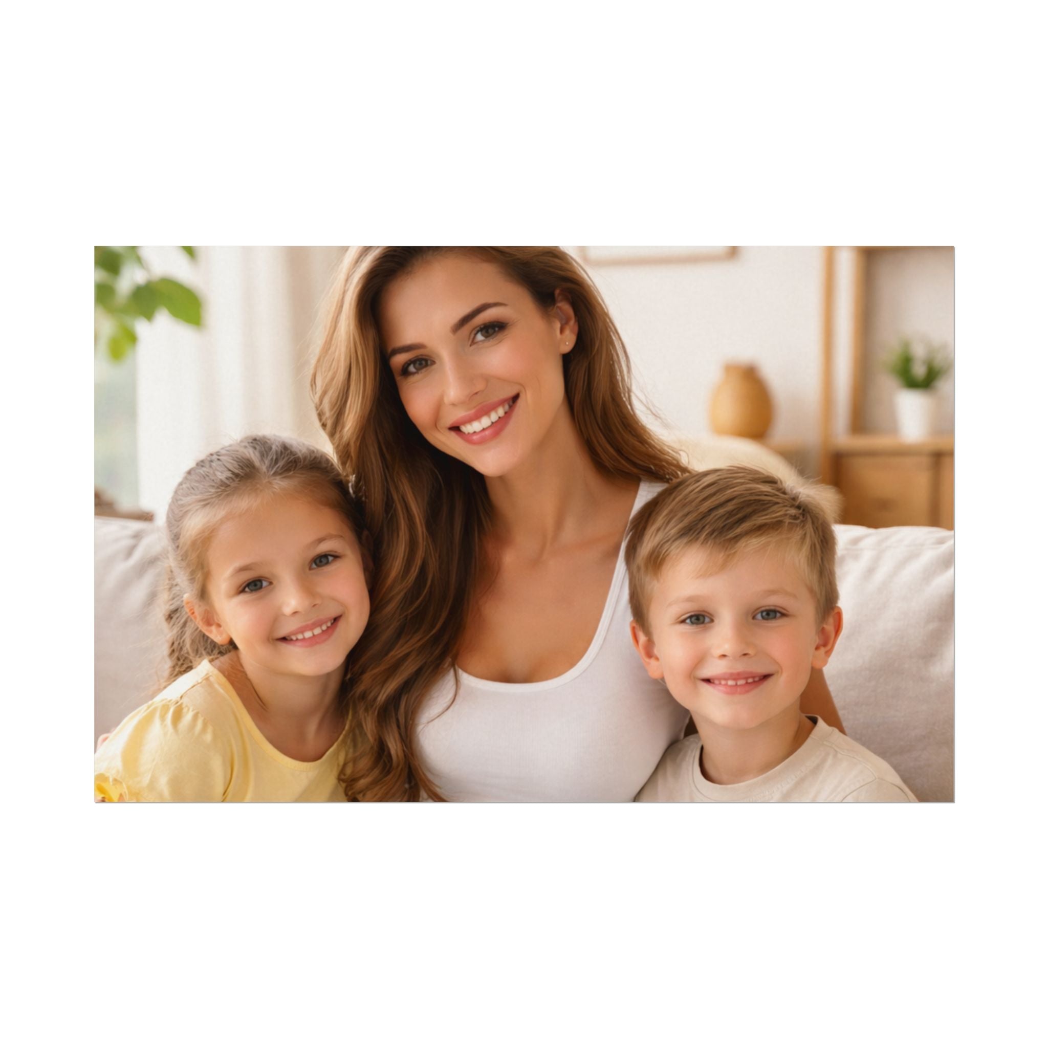 Matte Watercolor Photo Poster — Textured Family Portrait Art Print