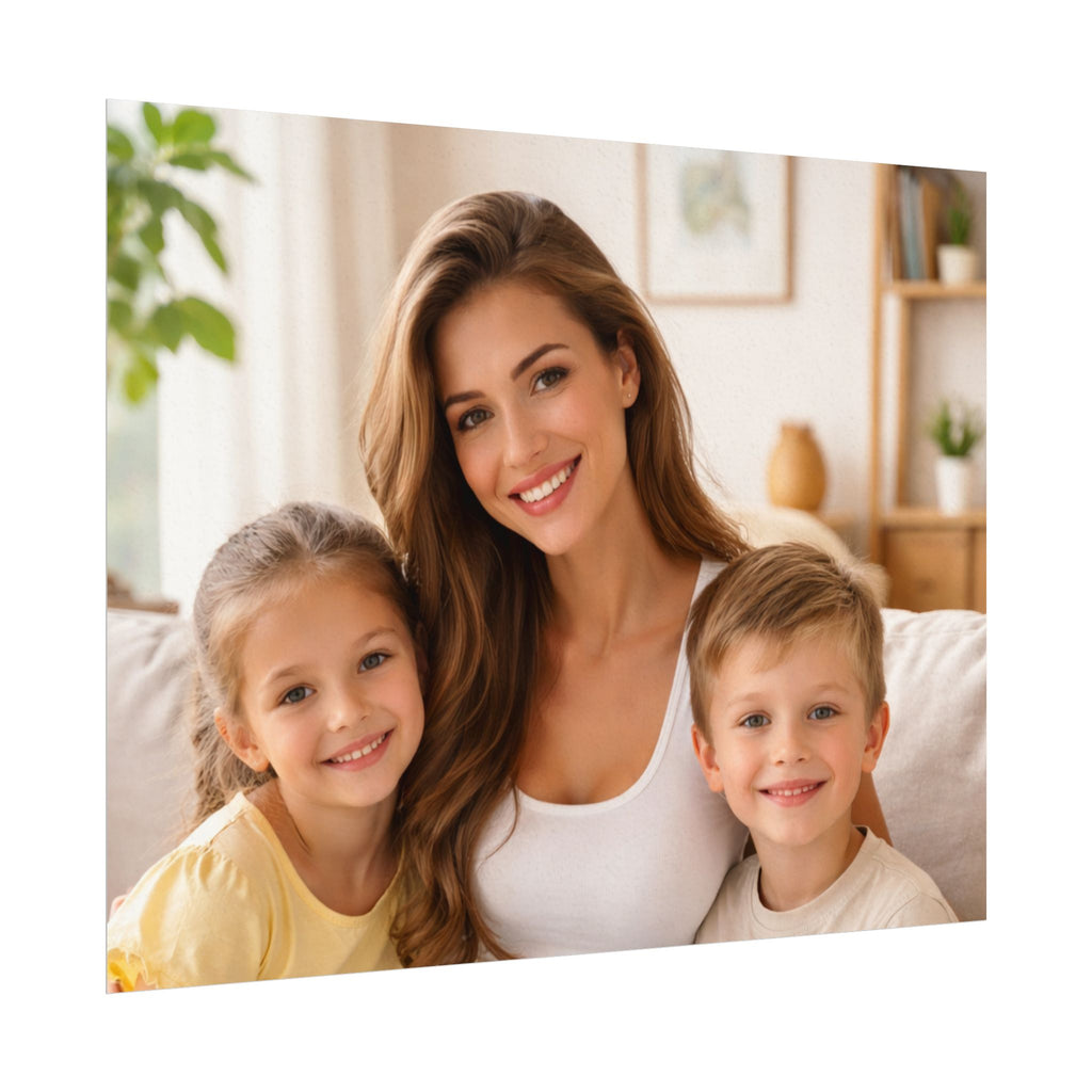 Matte Watercolor Photo Poster — Textured Family Portrait Art Print