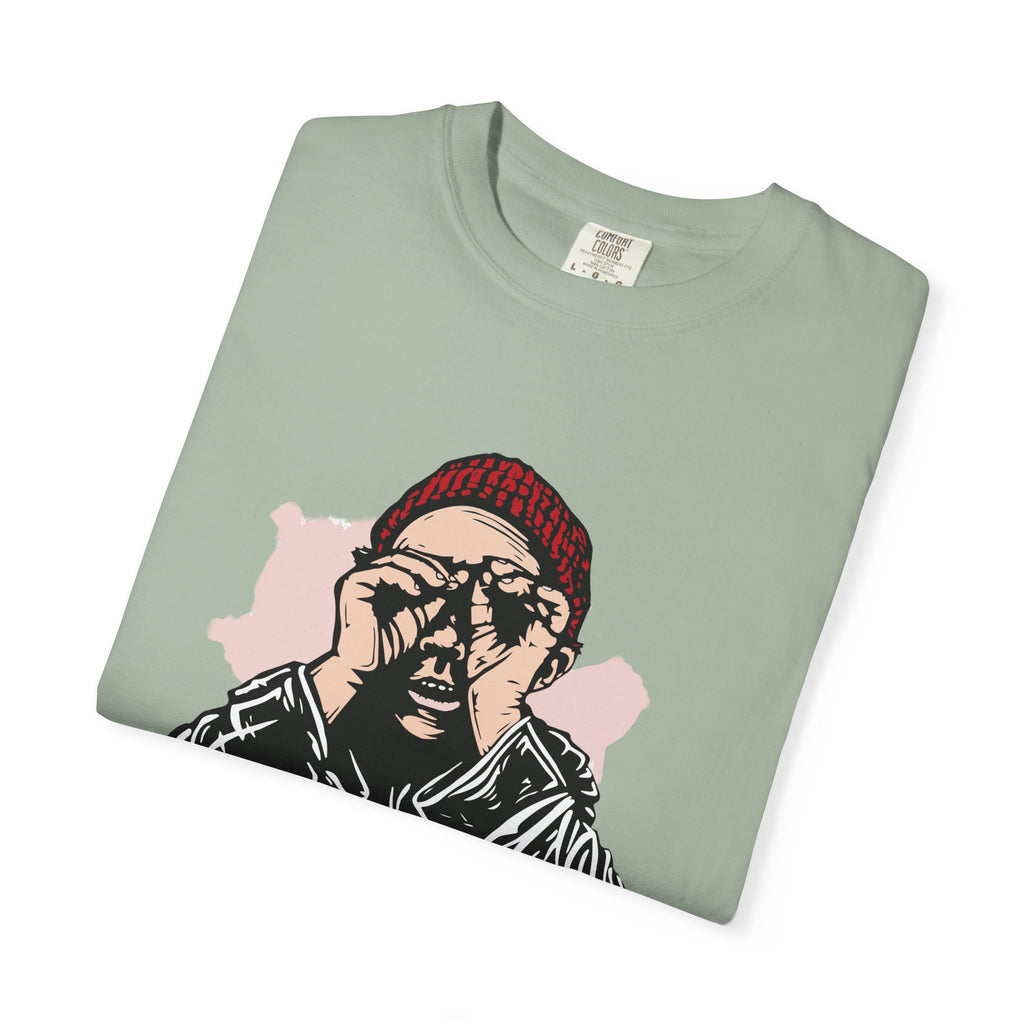 T-Shirt — 'Born to Win' Retro Beanie Portrait Graphic