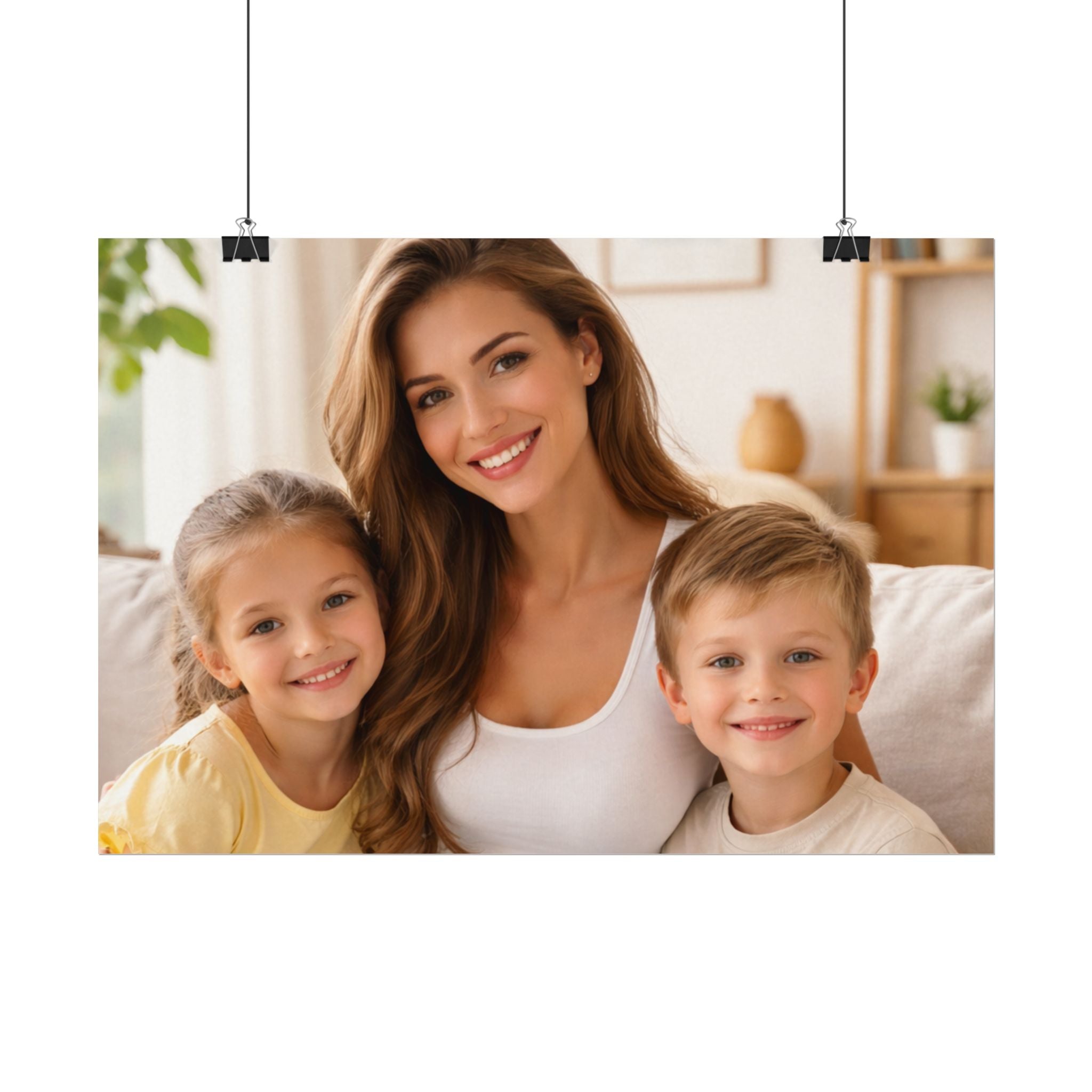 Matte Watercolor Photo Poster — Textured Family Portrait Art Print