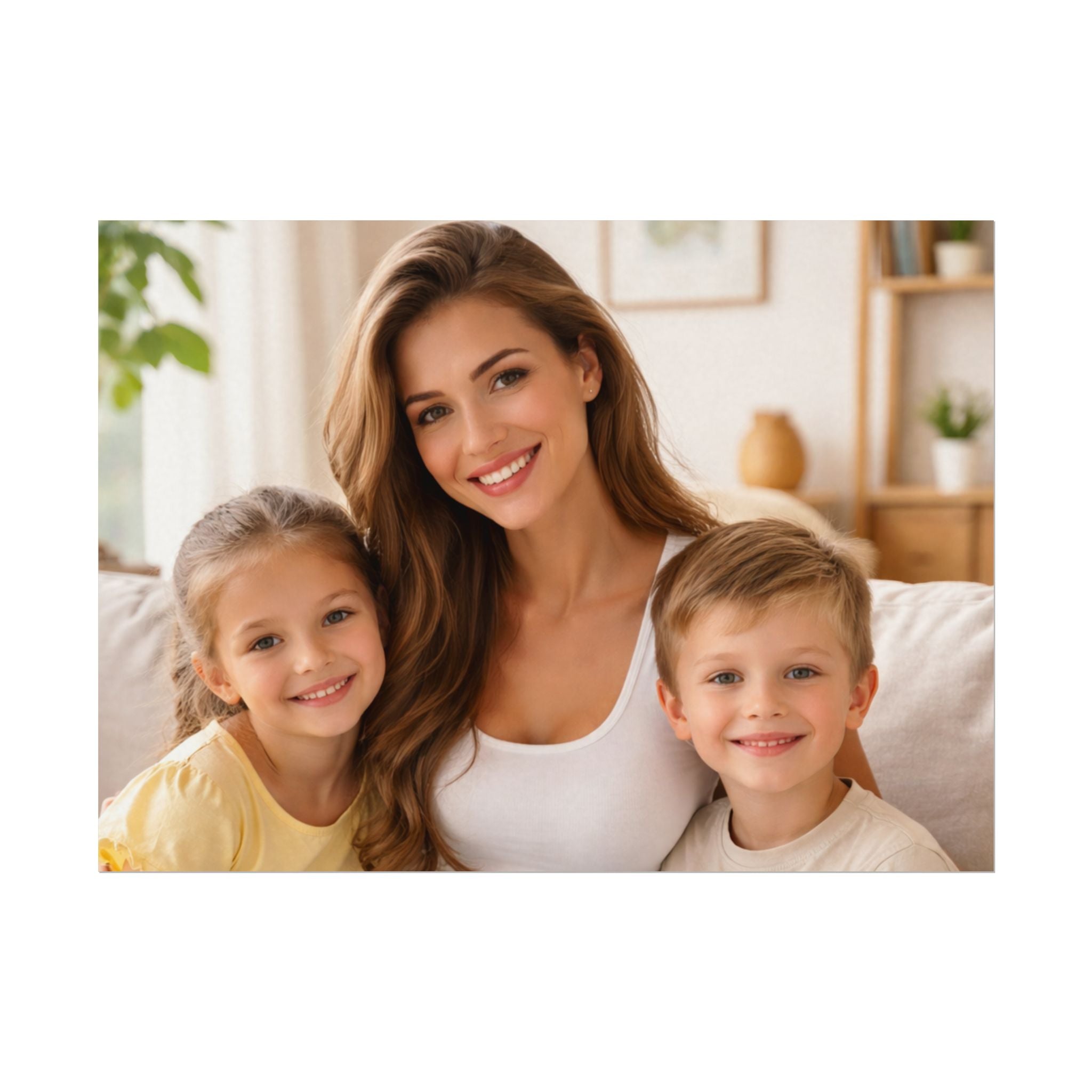 Matte Watercolor Photo Poster — Textured Family Portrait Art Print