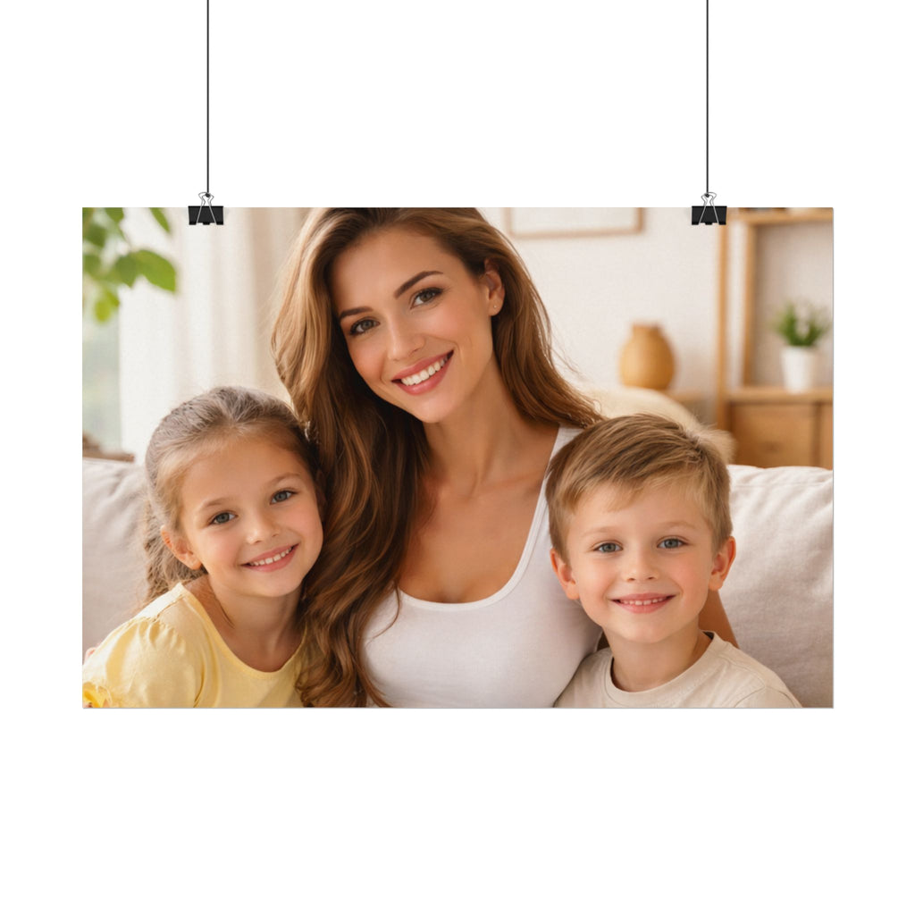 Matte Watercolor Photo Poster — Textured Family Portrait Art Print