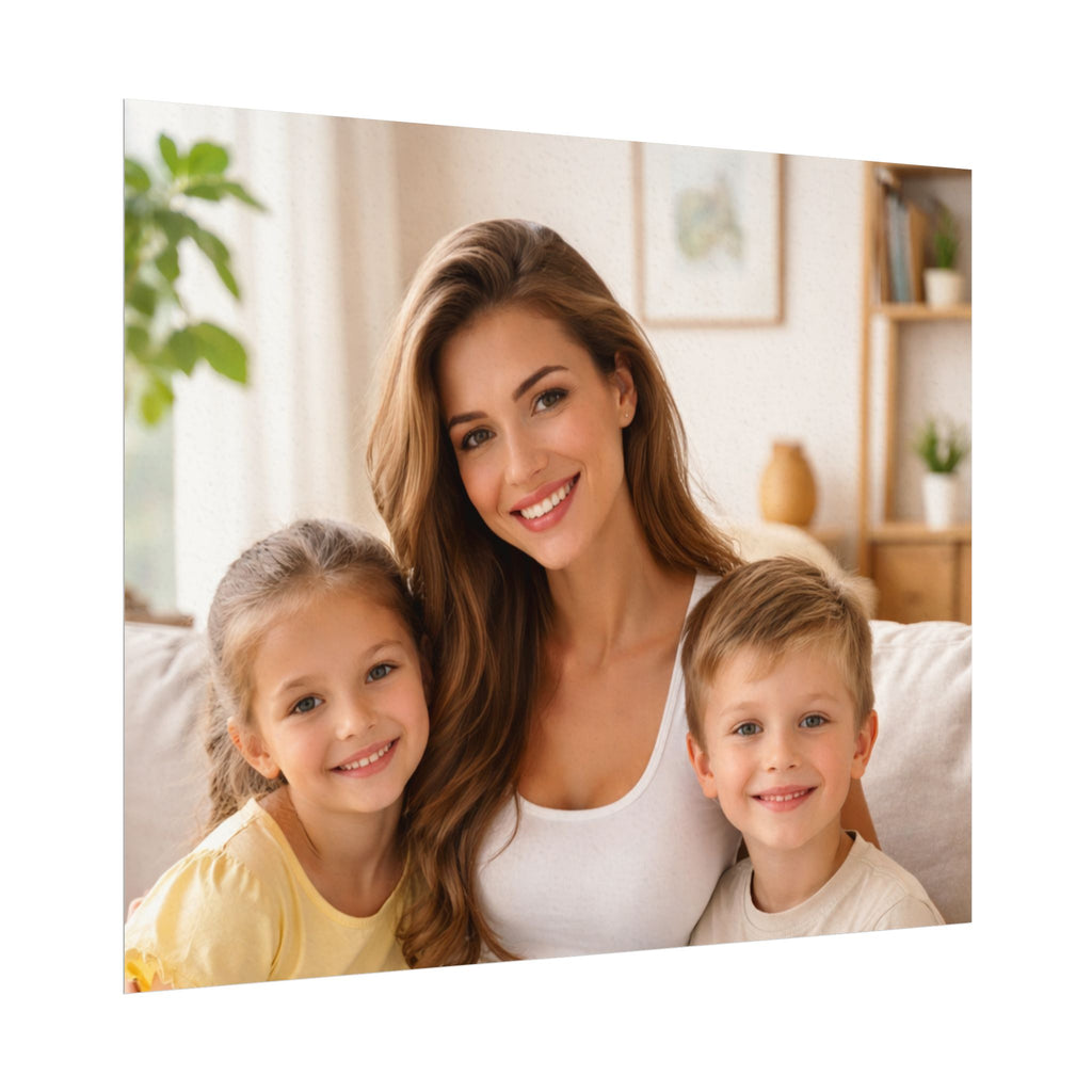 Matte Watercolor Photo Poster — Textured Family Portrait Art Print