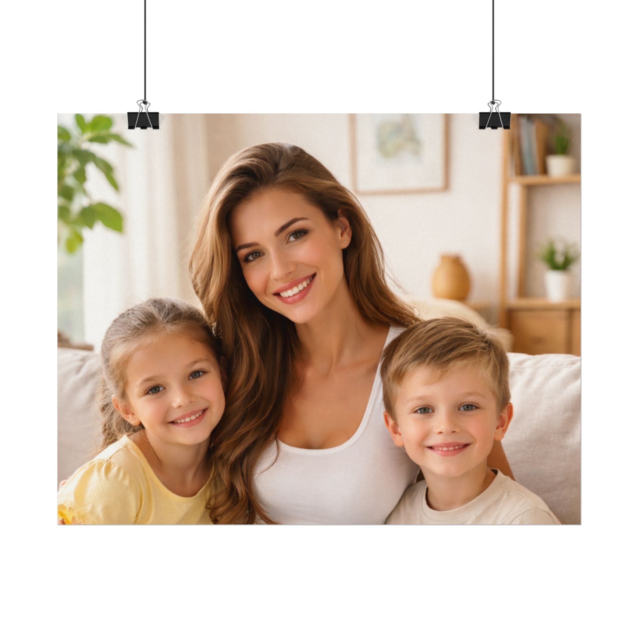 Matte Watercolor Photo Poster — Textured Family Portrait Art Print