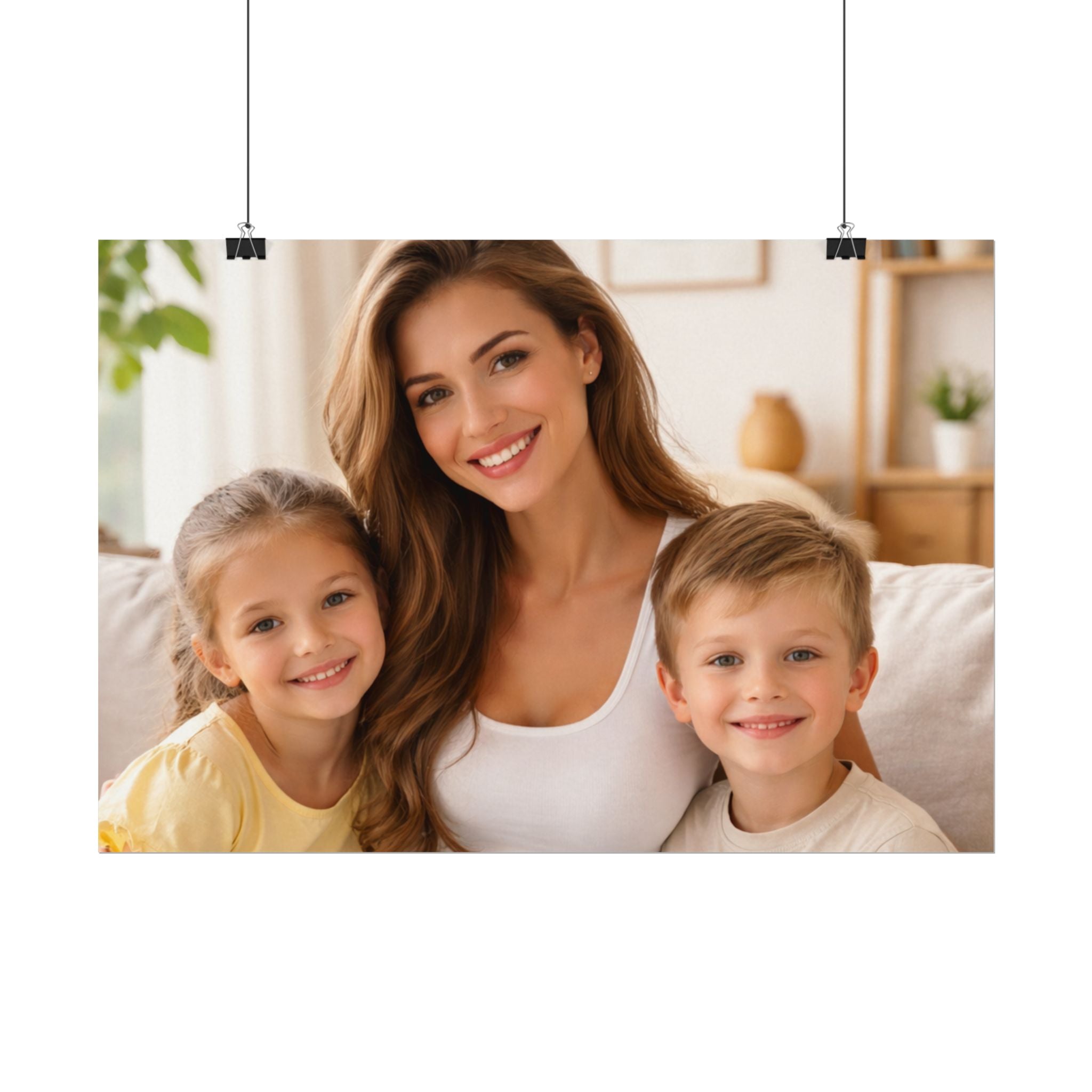 Matte Watercolor Photo Poster — Textured Family Portrait Art Print