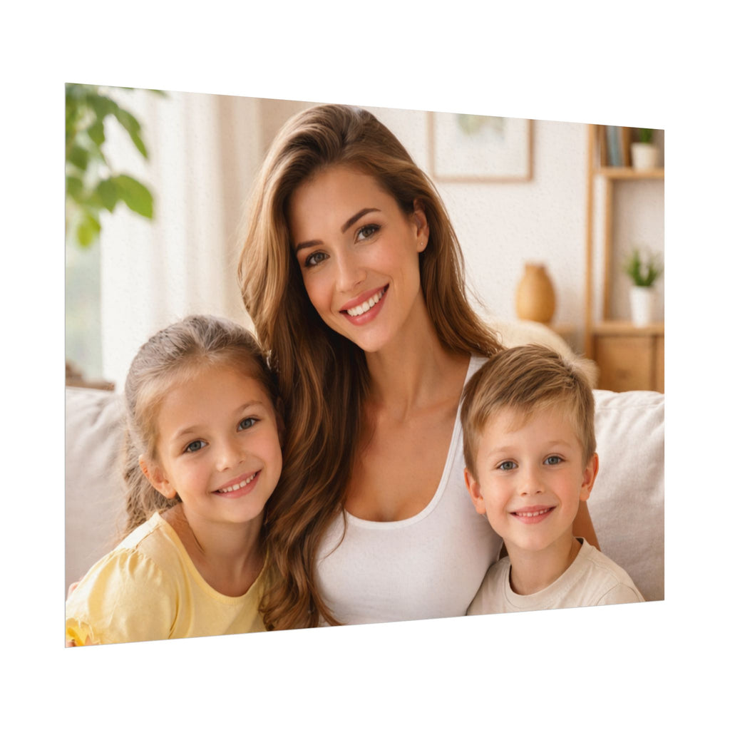 Matte Watercolor Photo Poster — Textured Family Portrait Art Print