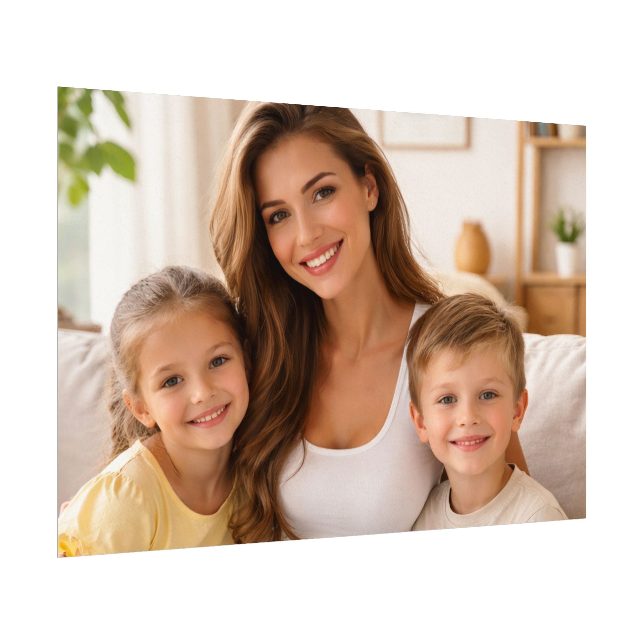 Matte Watercolor Photo Poster — Textured Family Portrait Art Print