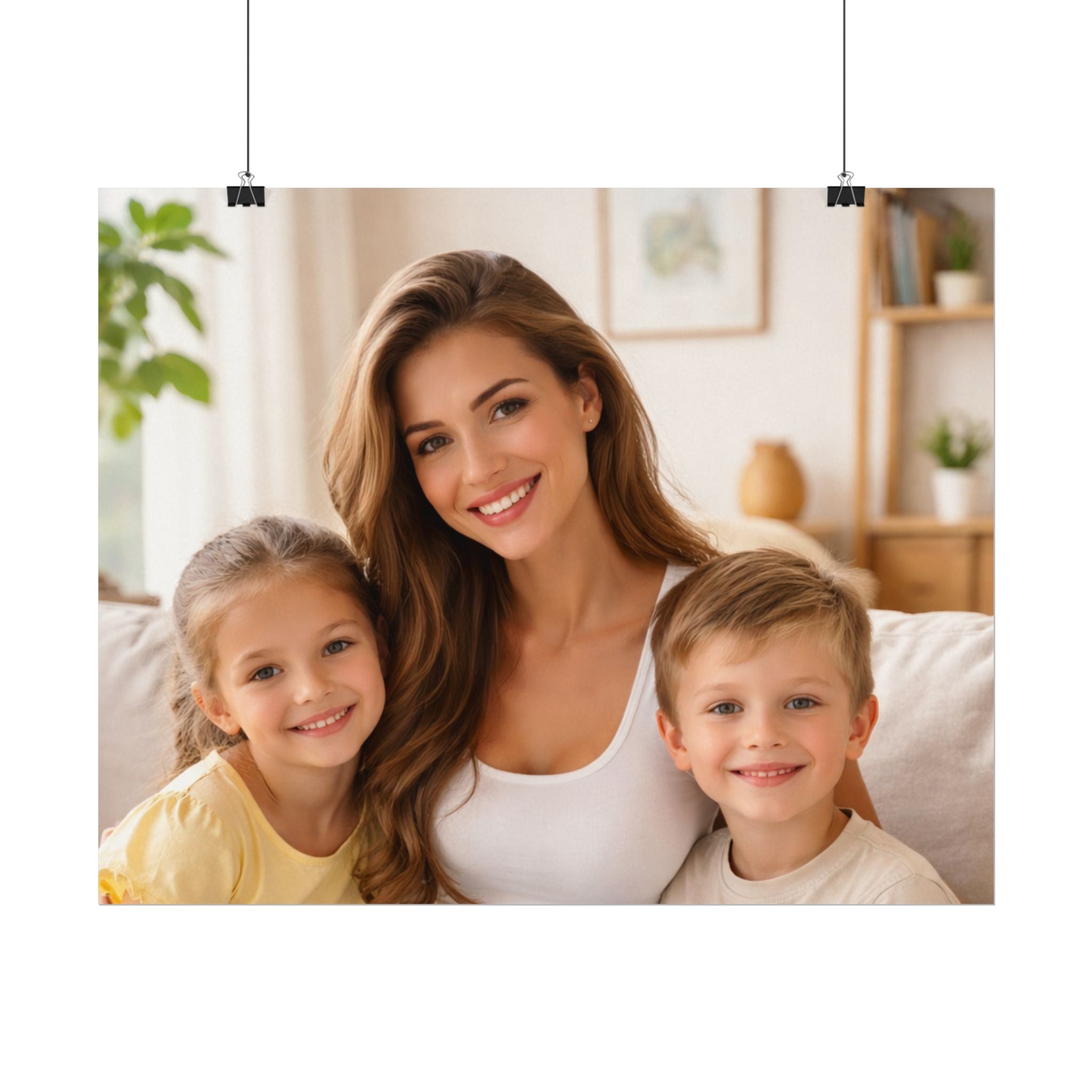 Matte Watercolor Photo Poster — Textured Family Portrait Art Print