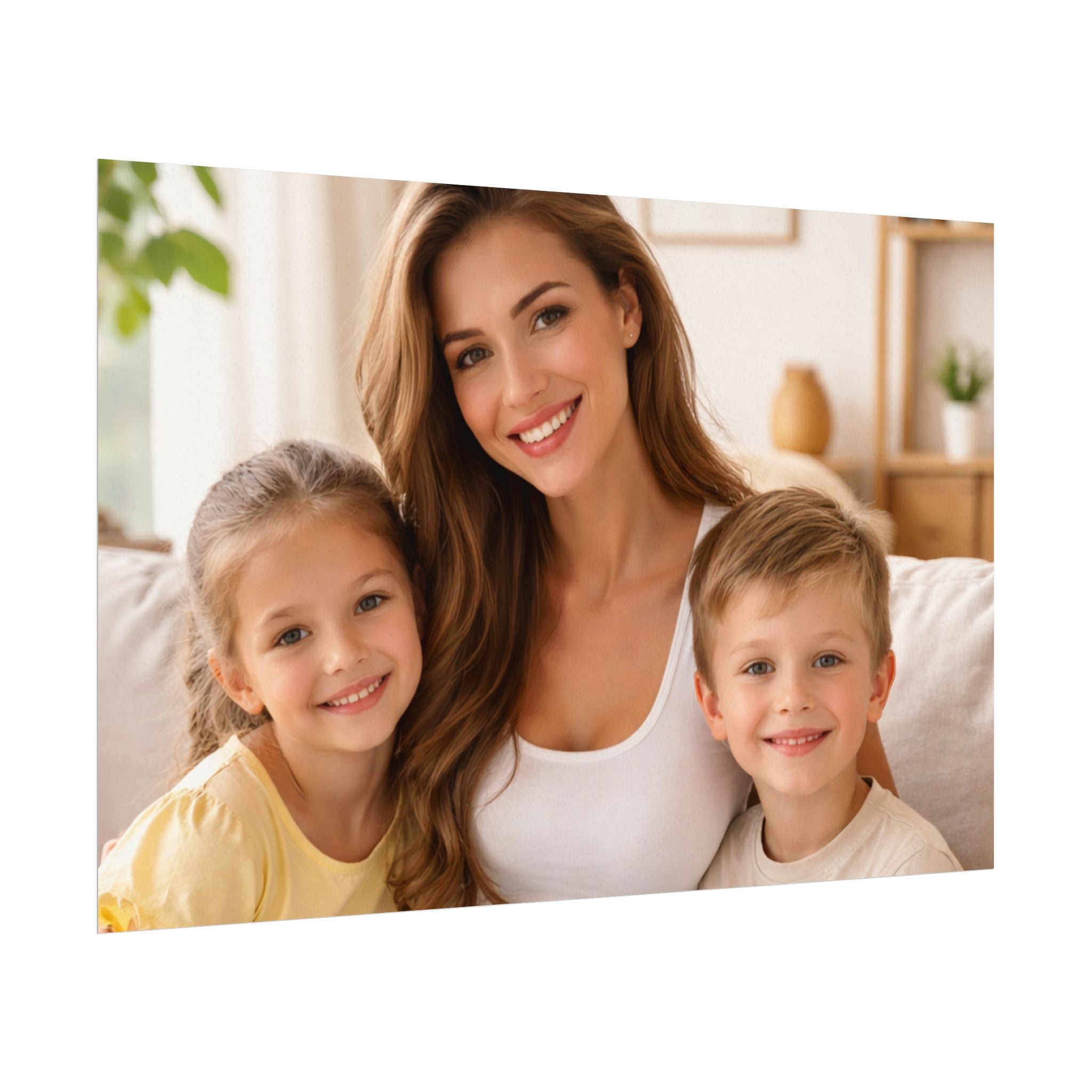 Matte Watercolor Photo Poster — Textured Family Portrait Art Print