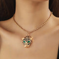 Shining Leopard Water Diamond Inlaid Necklace