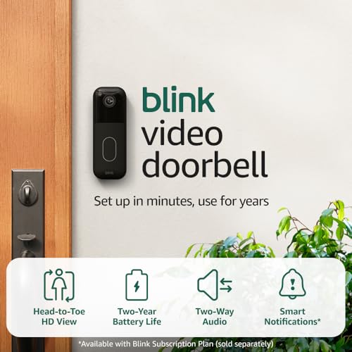 Blink Video Doorbell (newest model) – Head-to-toe HD view, two-year battery life, and simple setup. Sync Module Core included – System (Black)