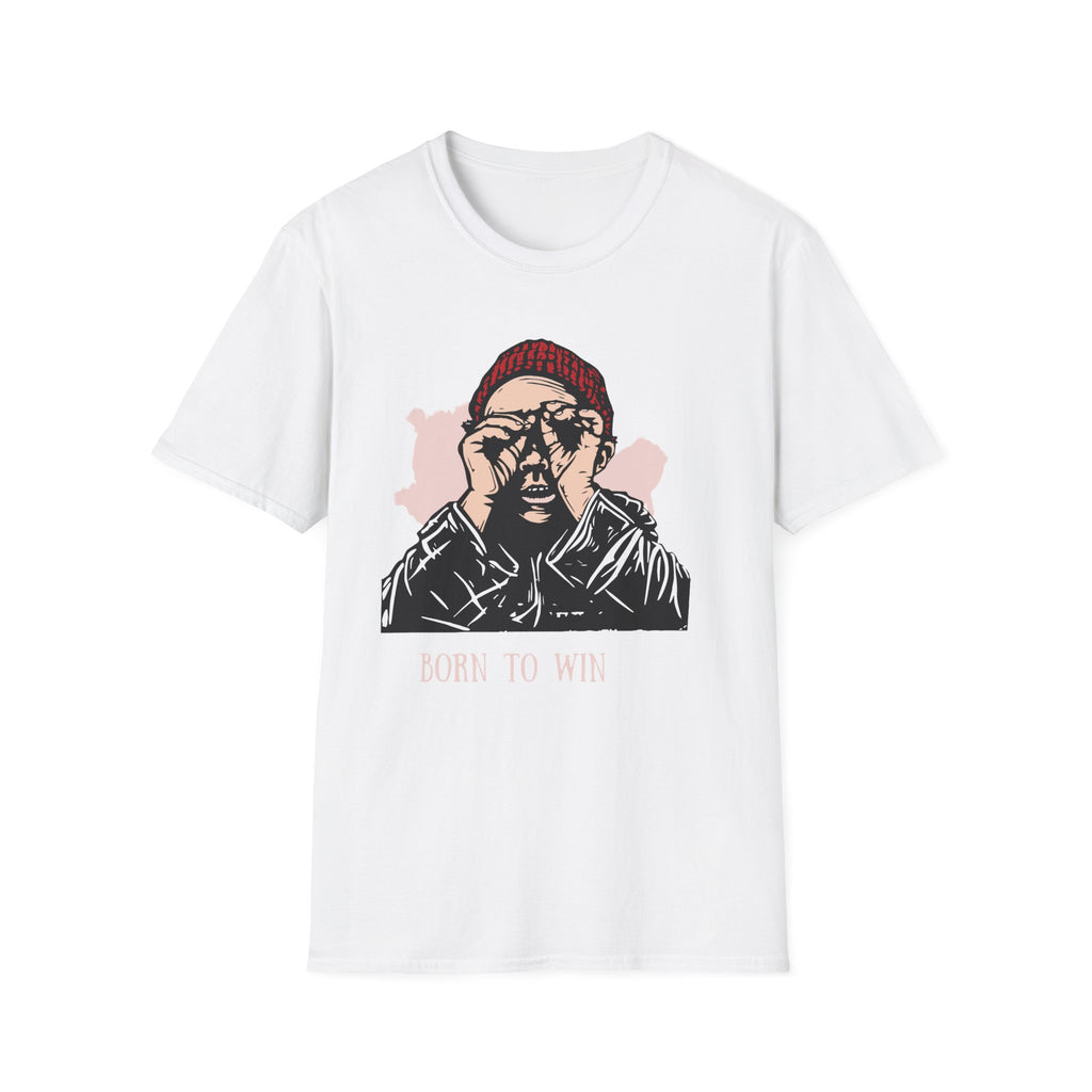 Graphic T-Shirt — 'Born to Win' Beanie Portrait Tee