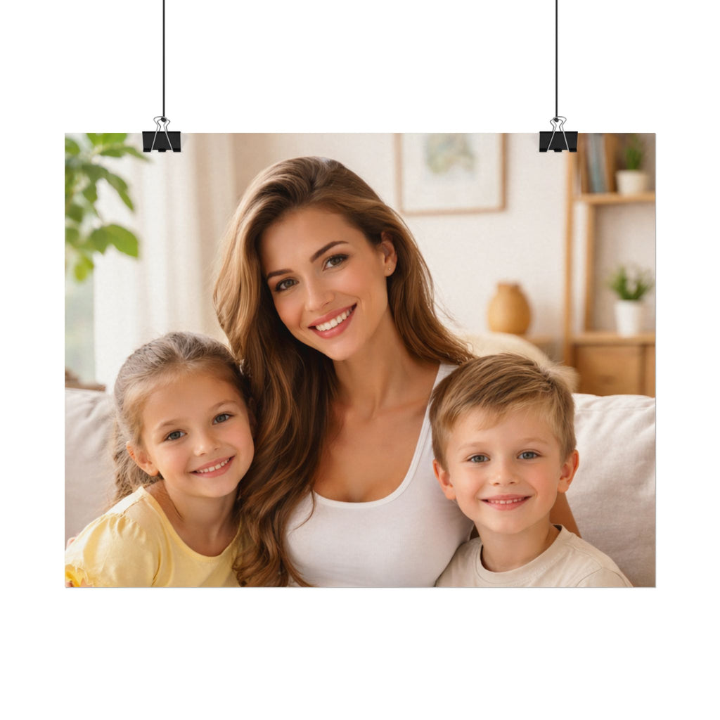 Matte Watercolor Photo Poster — Textured Family Portrait Art Print