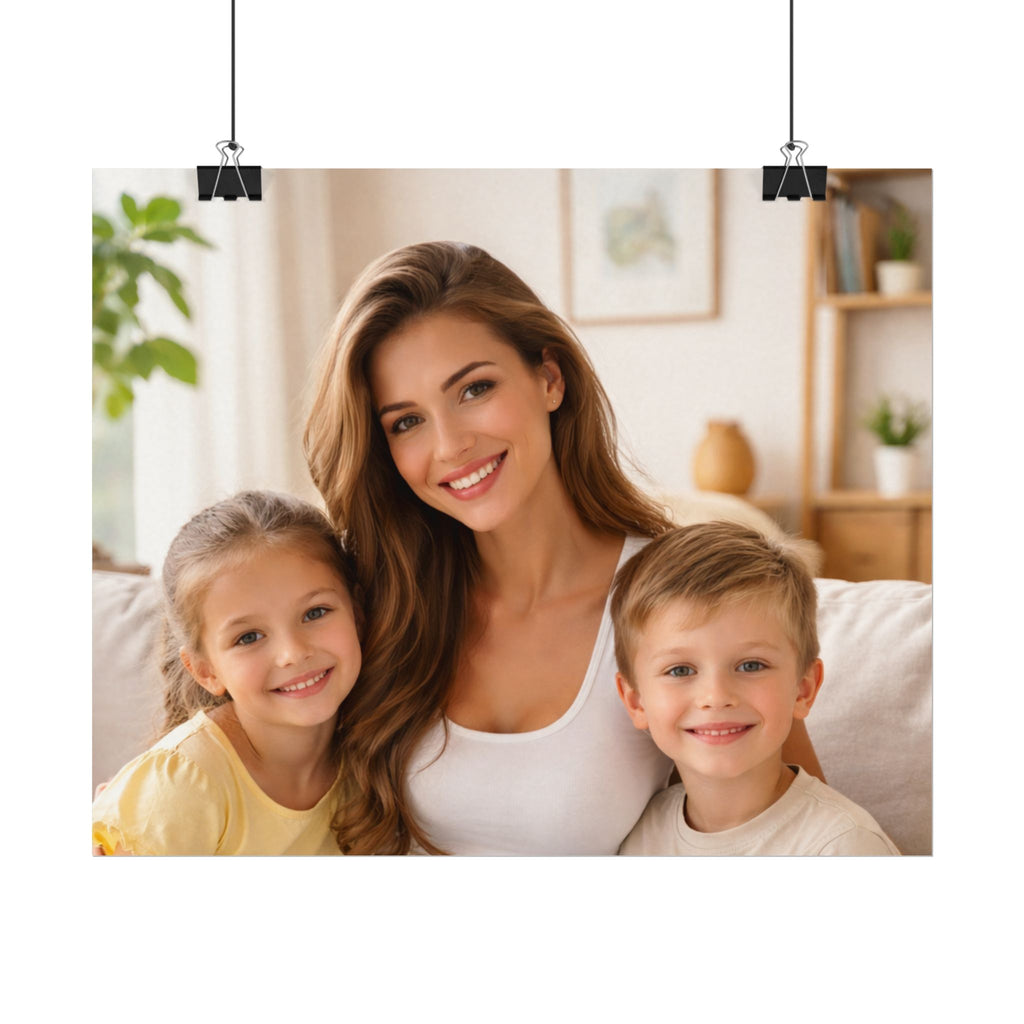 Matte Watercolor Photo Poster — Textured Family Portrait Art Print