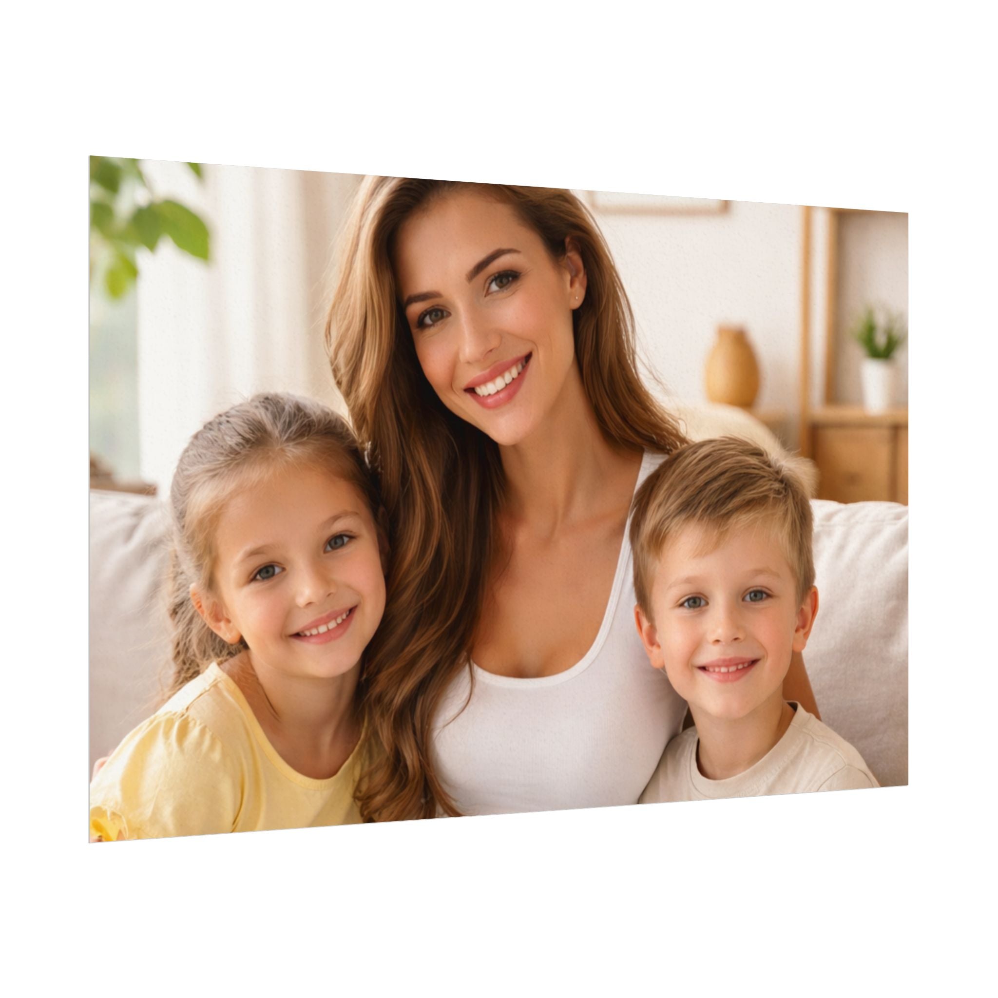 Matte Watercolor Photo Poster — Textured Family Portrait Art Print