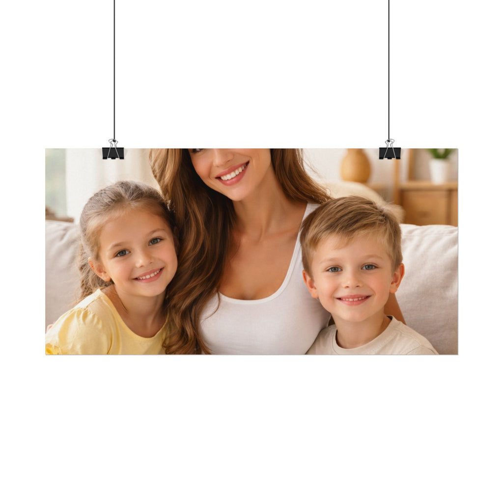 Matte Watercolor Photo Poster — Textured Family Portrait Art Print