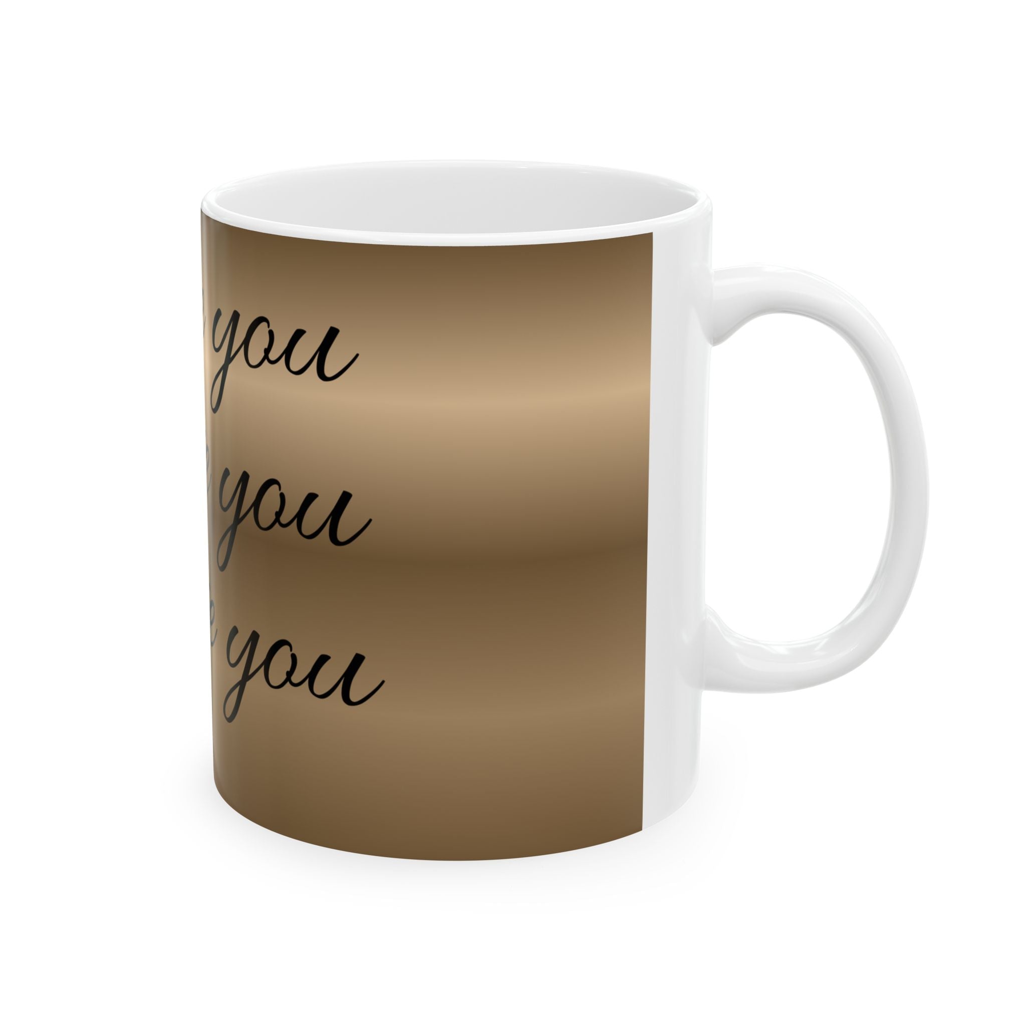 I Love You Script Ceramic Mug — Repeating Handwritten Romance Coffee Cup (11oz, 15oz)