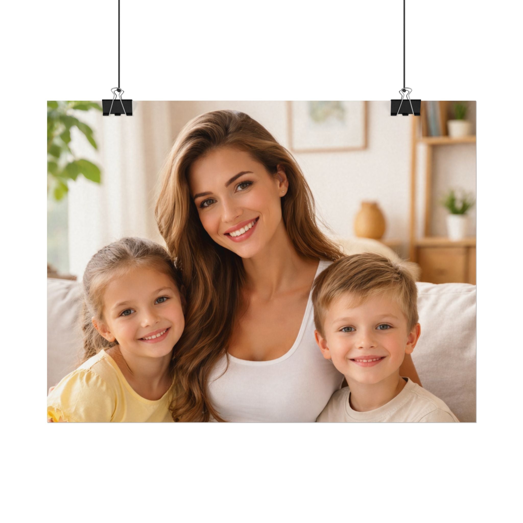 Matte Watercolor Photo Poster — Textured Family Portrait Art Print