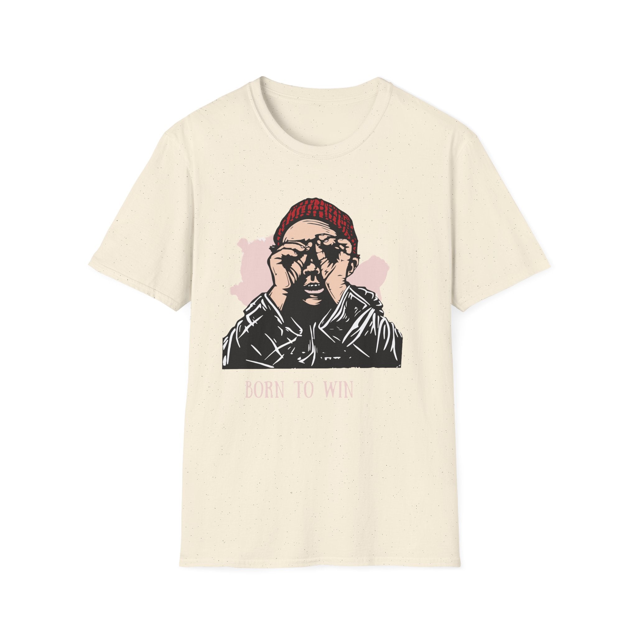 Graphic T-Shirt — 'Born to Win' Beanie Portrait Tee