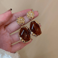 Elegant Vintage Irregular Resin Geometric Earrings For Women, Perfect For Banquets, Parties & Vacations