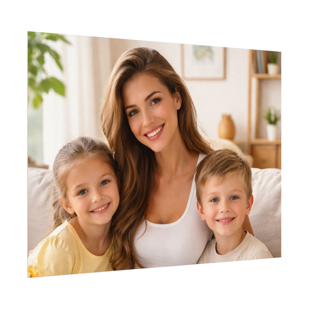 Matte Watercolor Photo Poster — Textured Family Portrait Art Print