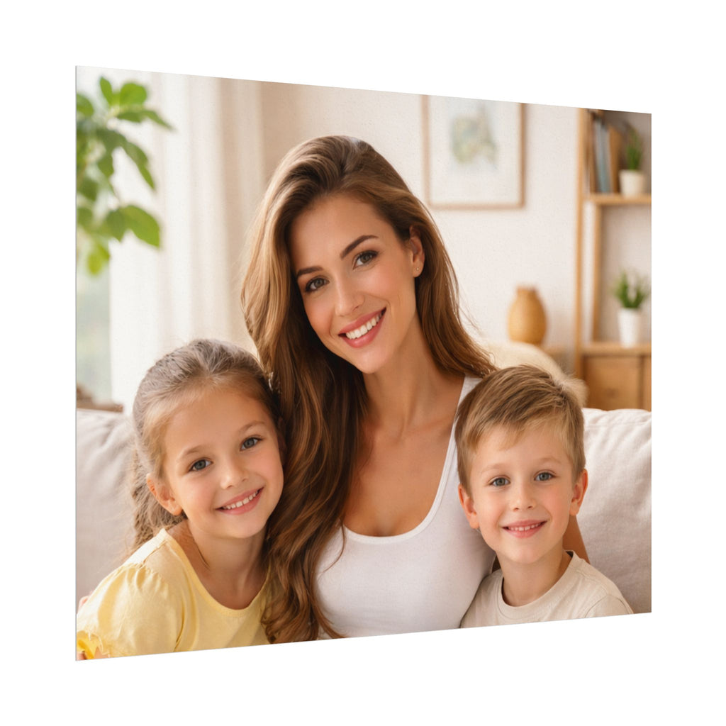 Matte Watercolor Photo Poster — Textured Family Portrait Art Print