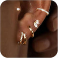 Real Gold Brass Electroplated Zircon Inlaid Earring Set