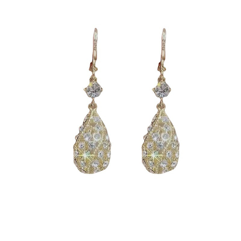 Super Flash Diamond-encrusted Water Drop Earrings Niche