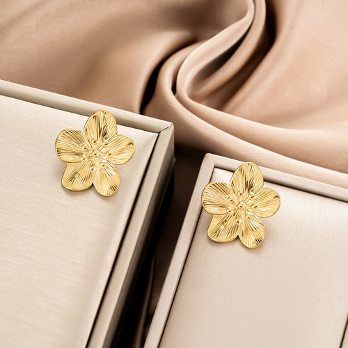 1 Pair Gold Flower Stud Earrings, Senior Sense Temperament, Niche Design, Fashion All-Match Jewelry For Women