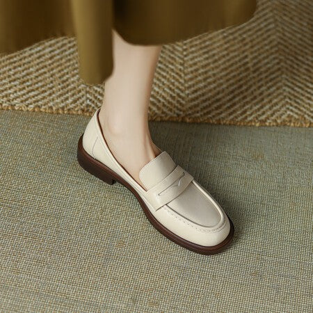 British-style Vintage Women's Heeled Leather Shoes